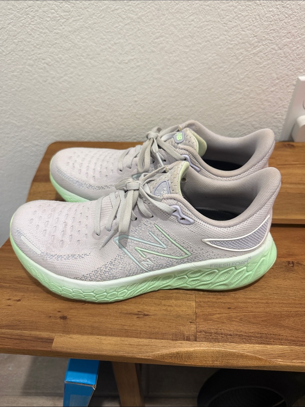 New Balance Women's Light Gray and Mint Fresh Foam Running Sneakers